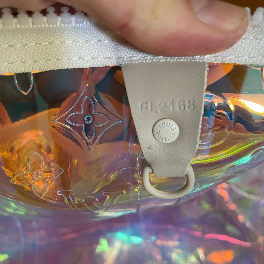 Louis Vuitton iridescent mirrored prism keepall bandouliere six 50 duffle travel